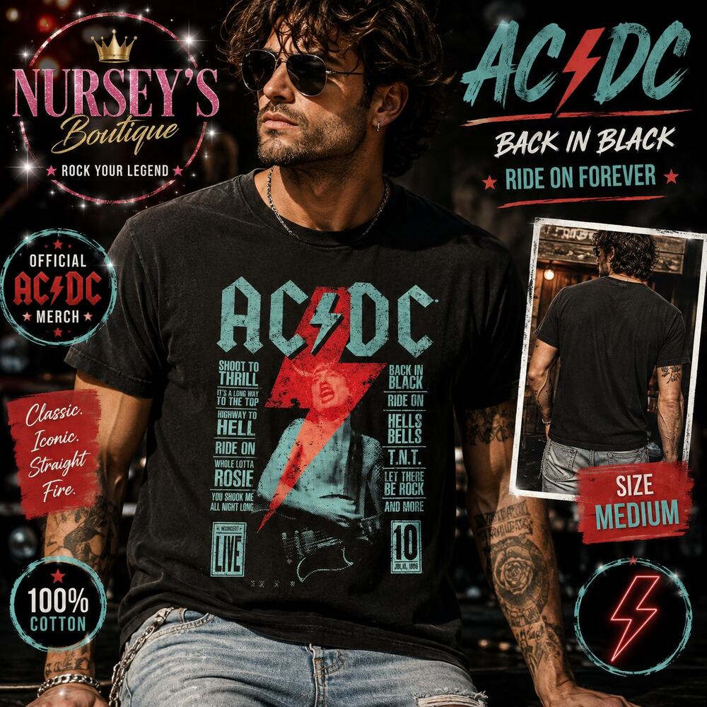 AC/DC No Bull Madrid 1996 Graphic Band Tee Men M Angus Young Black NWOT